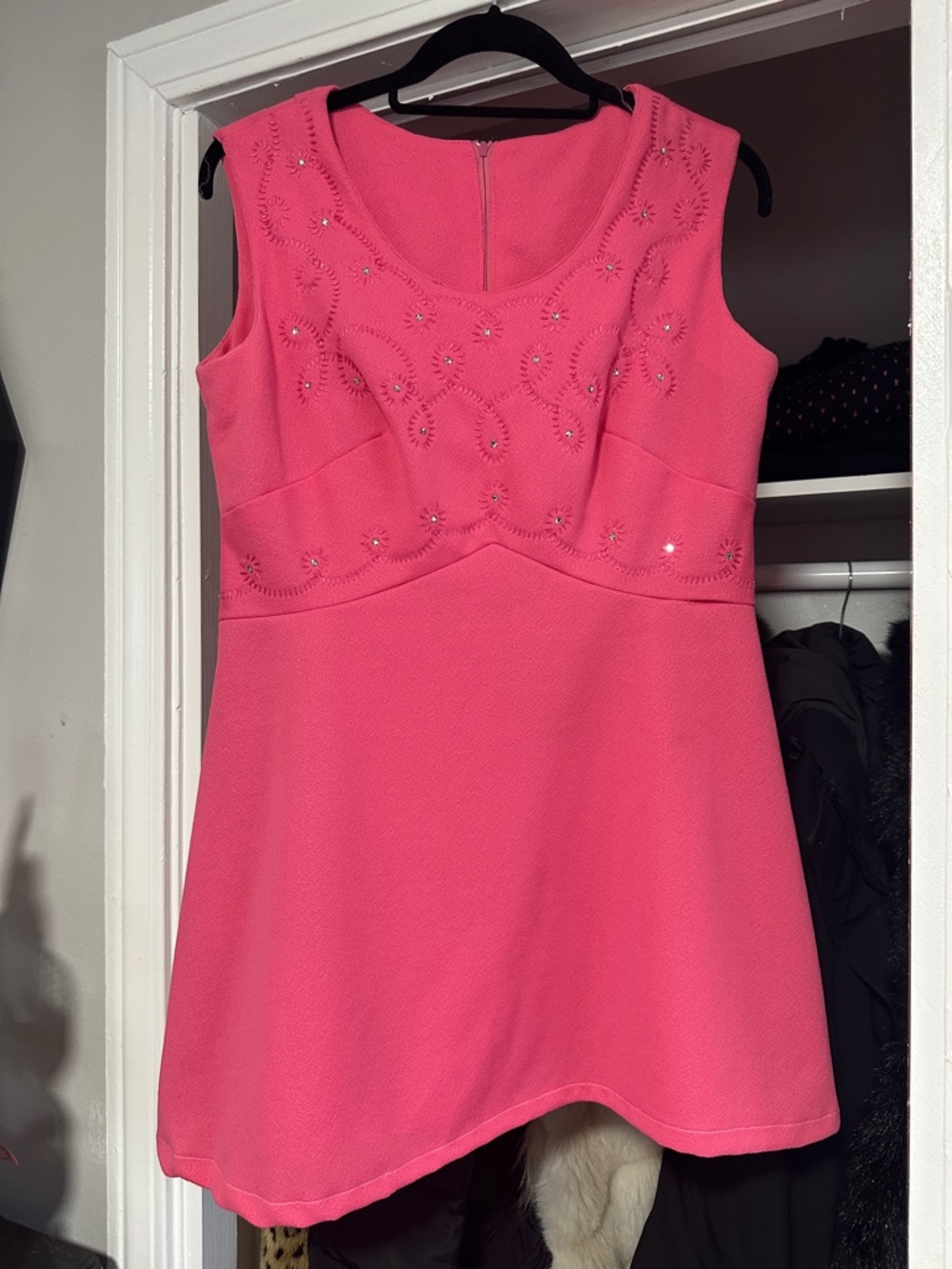 Vintage 60’s Pink Sleeveless Embellished A-Line Dress